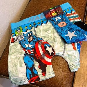 Brand New Marvel Classic Captain America Limited Edition Boxer Brief +Crew Socks